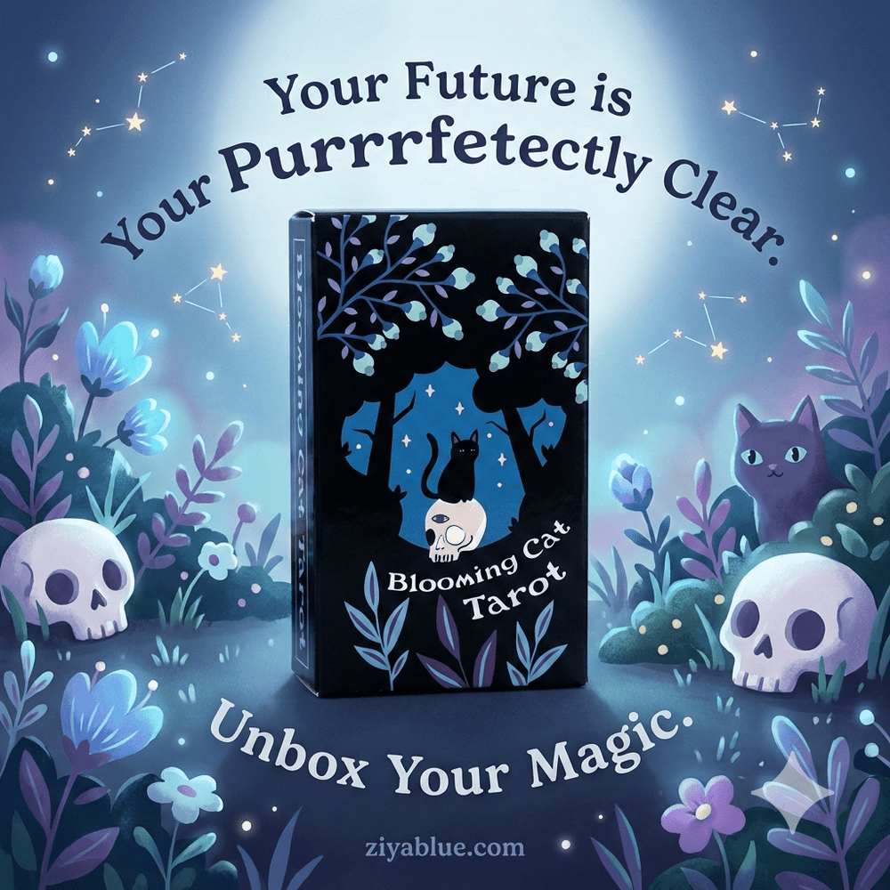 Blooming Cat Tarot: 90 - Card Deck for Mystical Feline Lovers - Ziya Blue