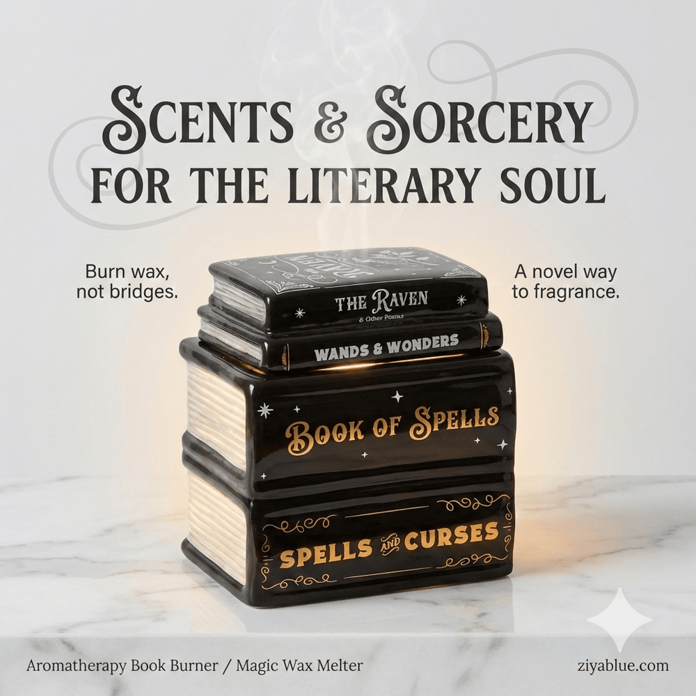 Book of Spells Gothic Oil Burner and Wax Warmer - Ziya Blue
