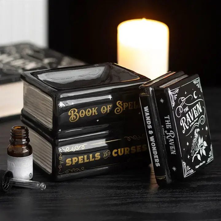 Book of Spells Gothic Oil Burner and Wax Warmer - Ziya Blue