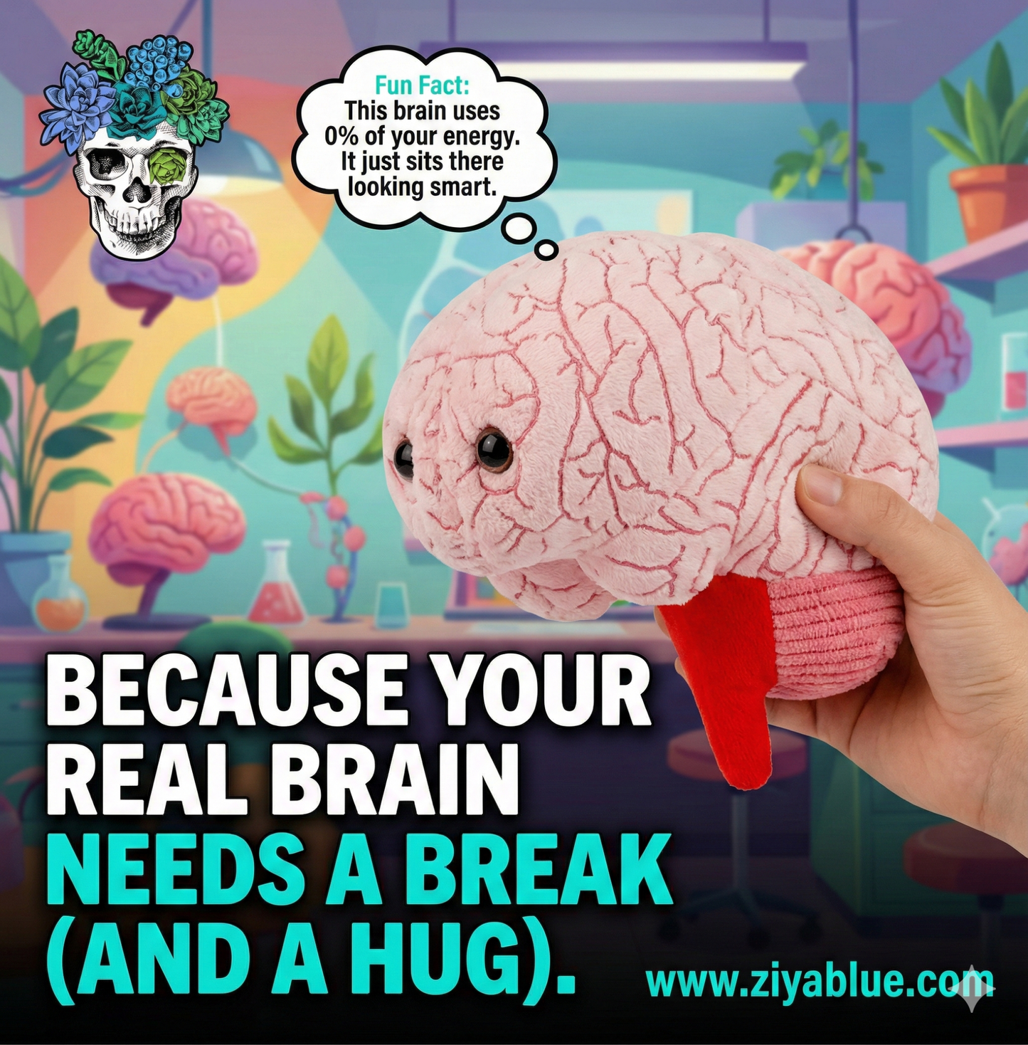 Brain Plush 🧠✨ - Ziya Blue