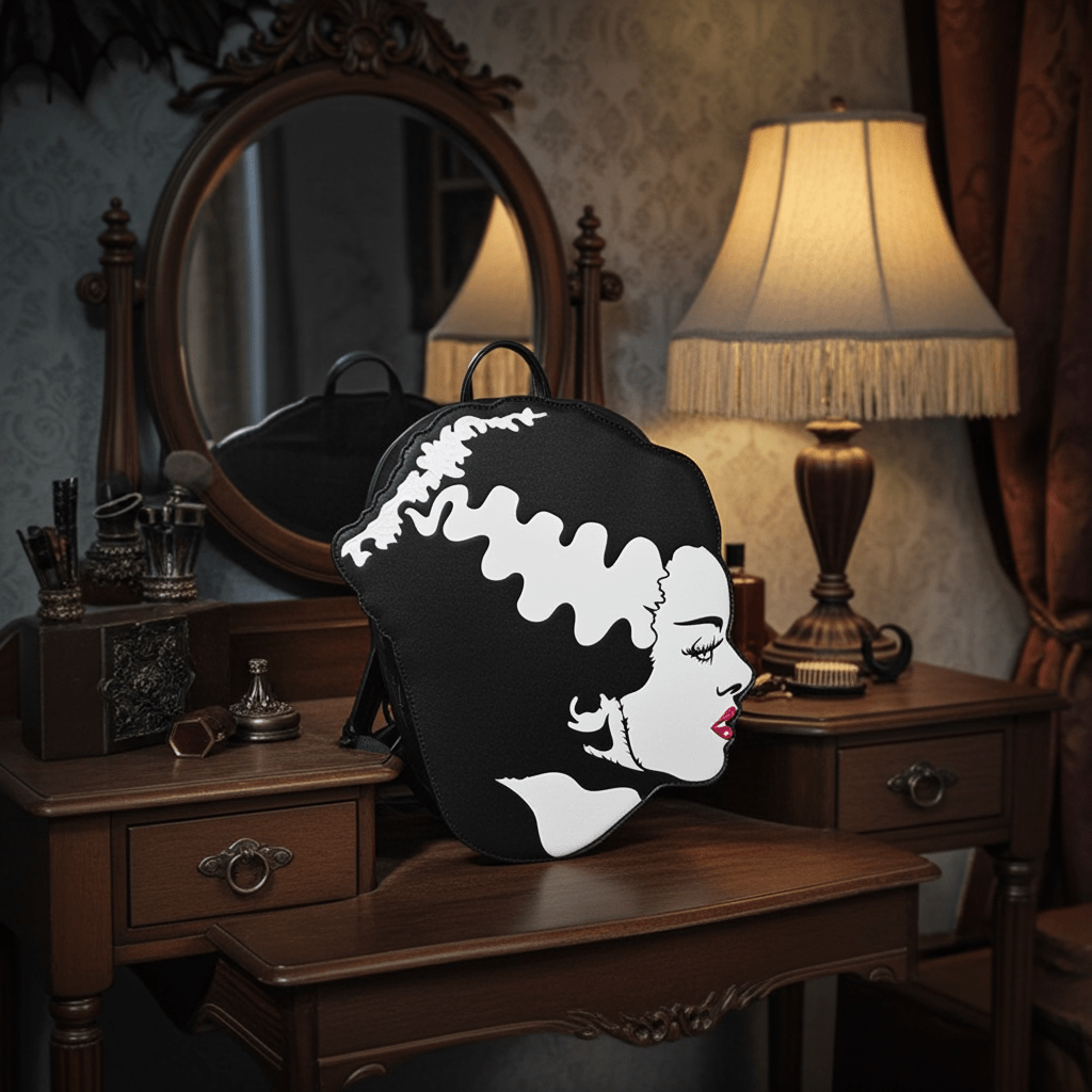 Bride of Frankenstein Head Shaped Backpack - Ziya Blue