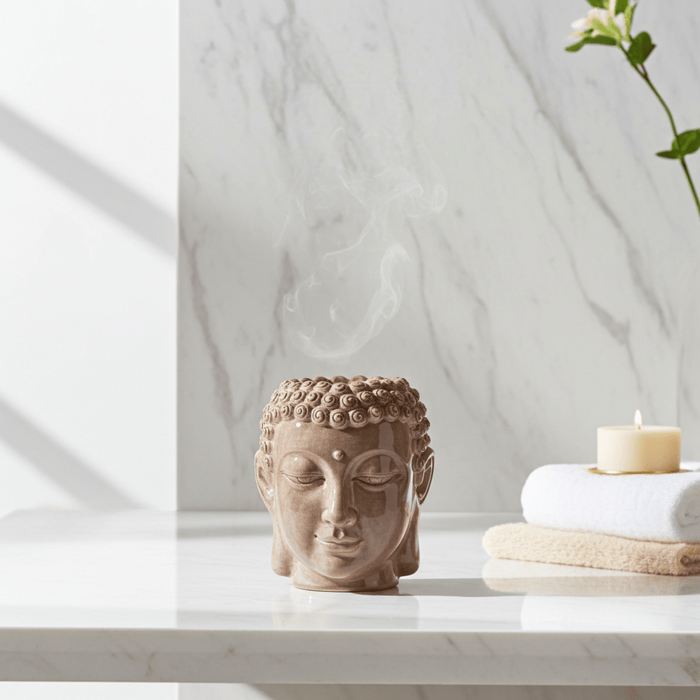 Buddha Head Stone Oil burner - Ziya Blue