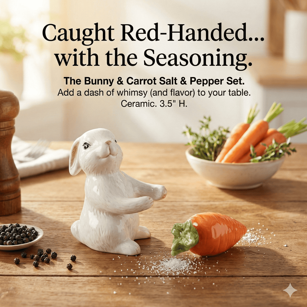Bunny and Carrot Salt & Pepper Set - Ziya Blue