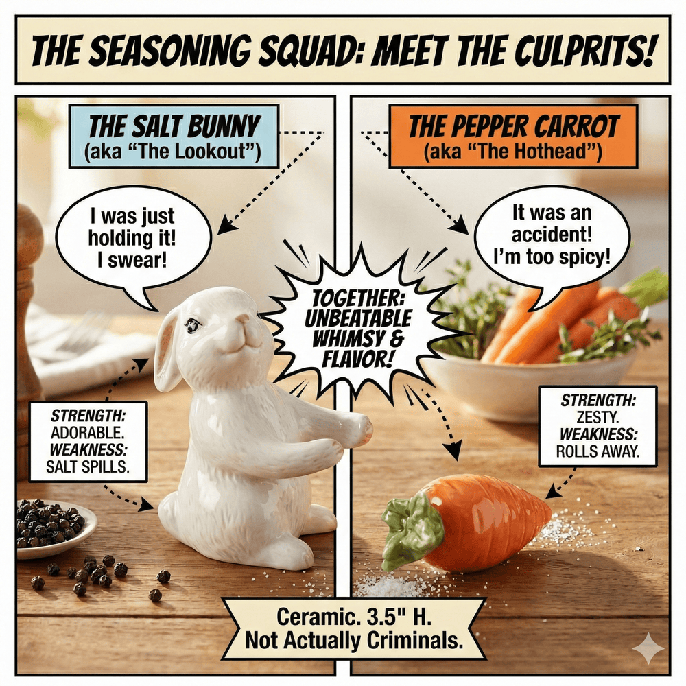 Bunny and Carrot Salt & Pepper Set - Ziya Blue