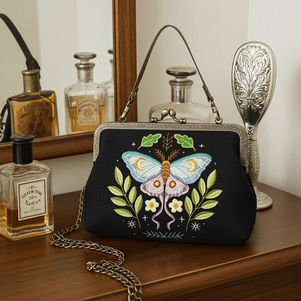 Butterfly Vintage Kisslock Bag - Ziya Blue