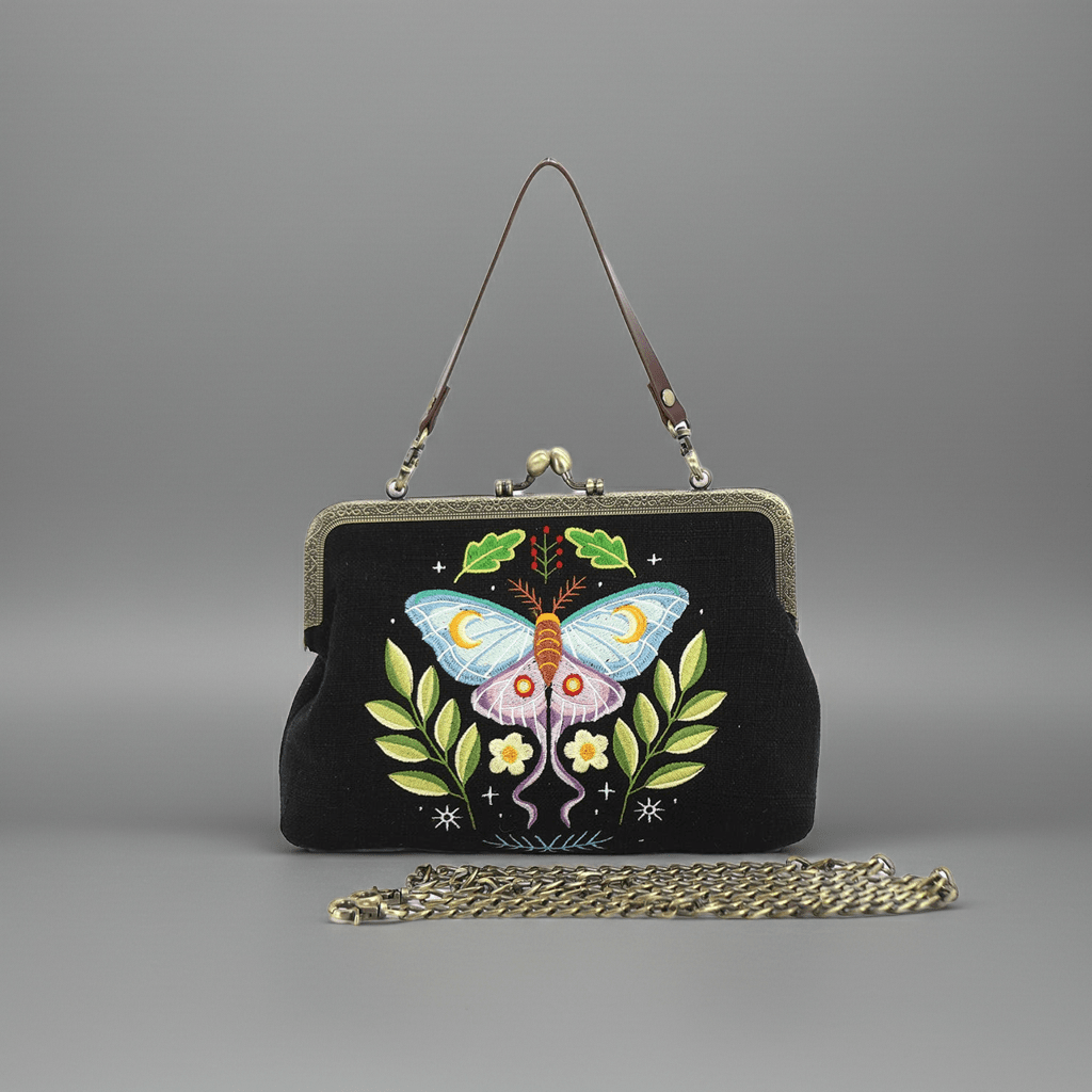 Butterfly Vintage Kisslock Bag - Ziya Blue