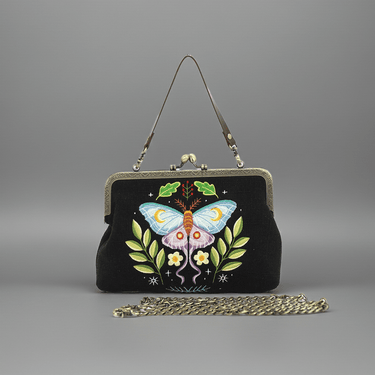 Butterfly Vintage Kisslock Bag - Ziya Blue
