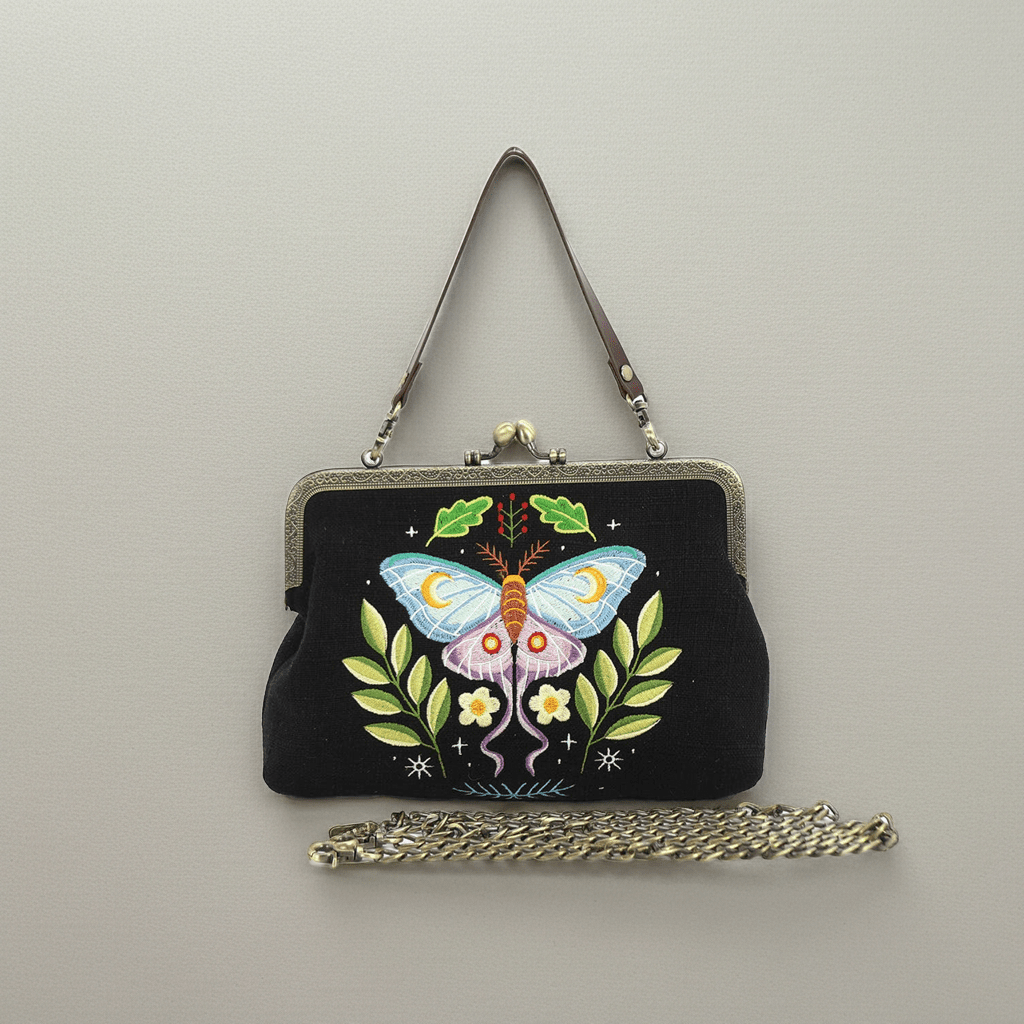 Butterfly Vintage Kisslock Bag - Ziya Blue