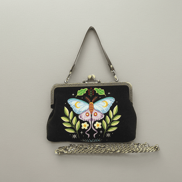 Butterfly Vintage Kisslock Bag - Ziya Blue