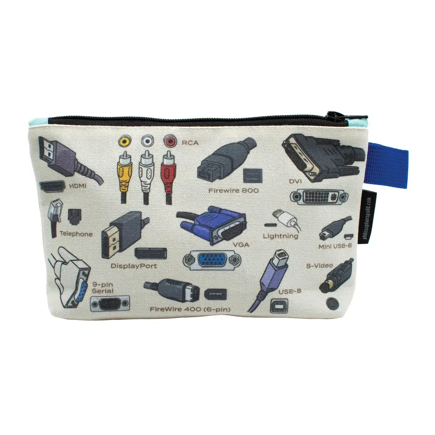 Cables and Ports Zipper Bag - Ziya Blue