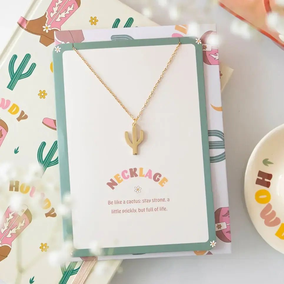 Cactus Necklace On Greeting Card - Ziya Blue