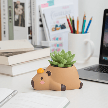Capybara W/ Orange Planter - Ziya Blue