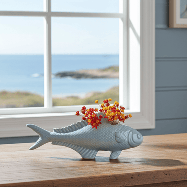 Carp Ceramic Unique Flower Vase 🐟🌸 - Ziya Blue