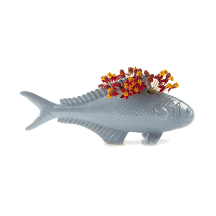 Carp Ceramic Unique Flower Vase 🐟🌸 - Ziya Blue