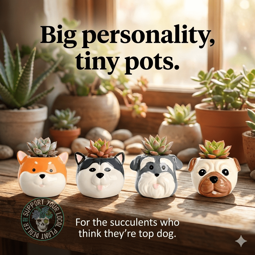 Cartoon Puppy Animal Pot 🐶🌿 - Ziya Blue