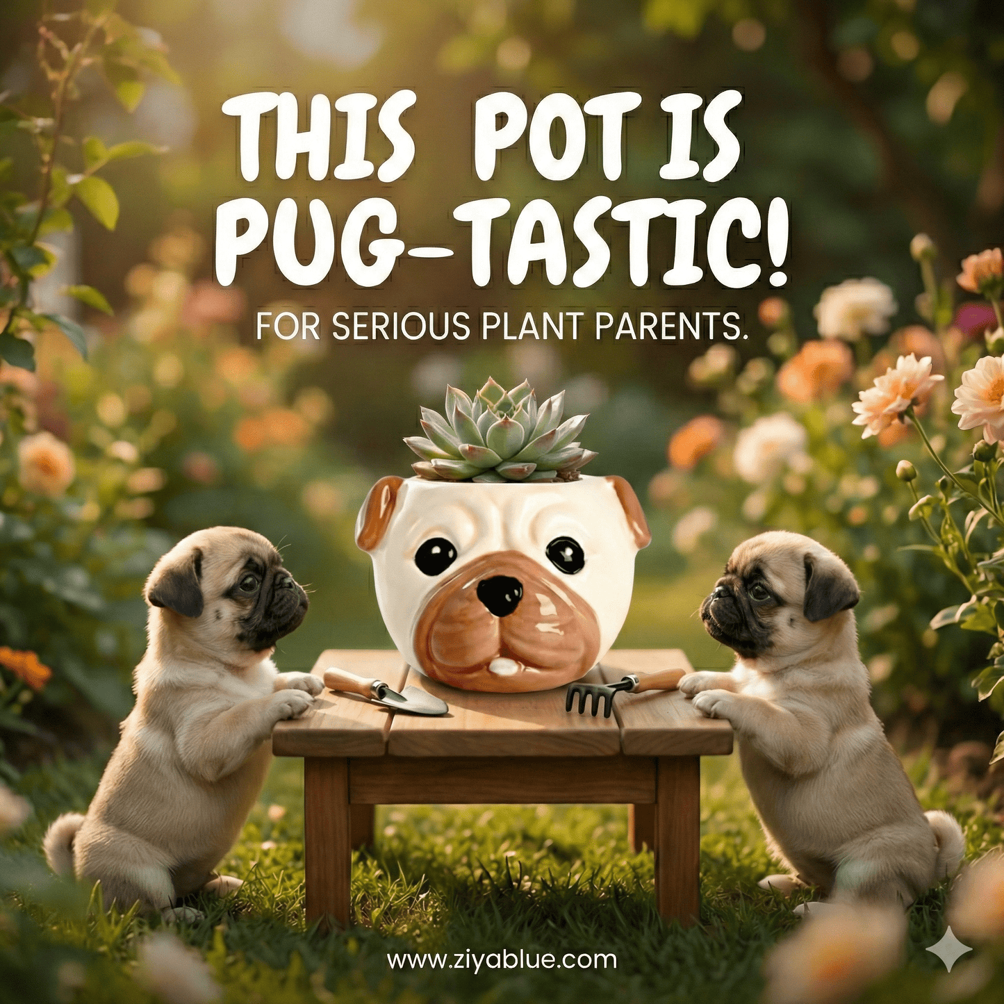 Cartoon Puppy Animal Pot 🐶🌿 - Ziya Blue