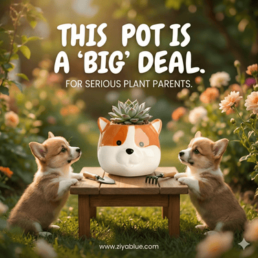 Cartoon Puppy Animal Pot 🐶🌿 - Ziya Blue