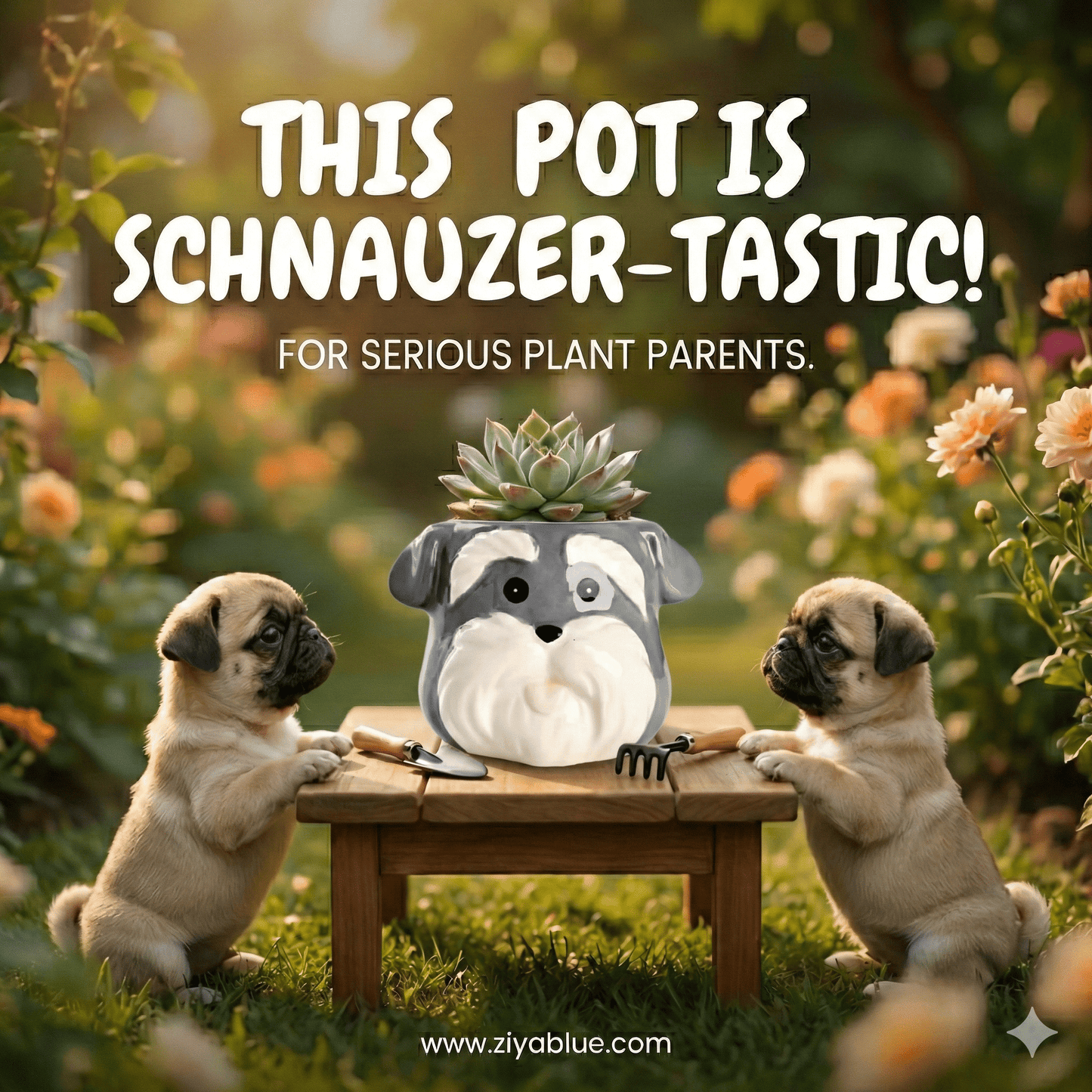 Cartoon Puppy Animal Pot 🐶🌿 - Ziya Blue