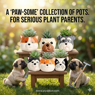 Cartoon Puppy Animal Pot 🐶🌿 - Ziya Blue