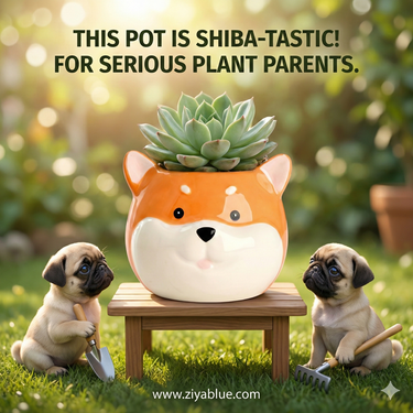 Cartoon Puppy Animal Pot 🐶🌿 - Ziya Blue
