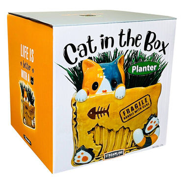 Cat In The Box Planter - Ziya Blue