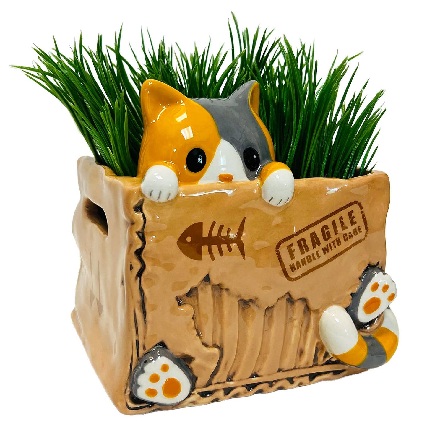 Cat In The Box Planter - Ziya Blue
