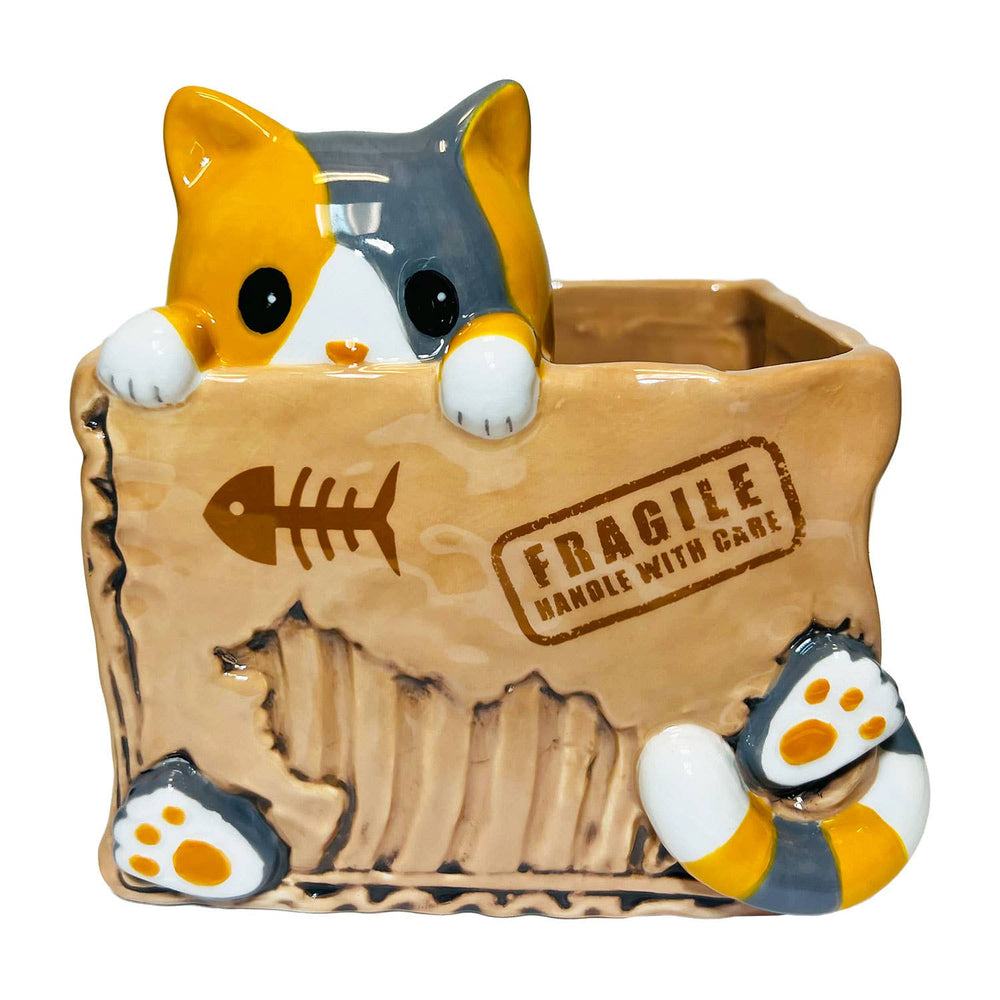 Cat In The Box Planter - Ziya Blue