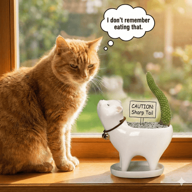 Cat Tail Succulent Cactus Ceramic Flower Pot 🐱 - Ziya Blue