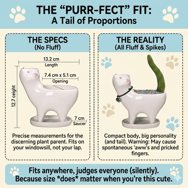 Cat Tail Succulent Cactus Ceramic Flower Pot 🐱 - Ziya Blue