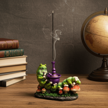 Caterpillar Smoking A Hookah - Incense Burner - Ziya Blue