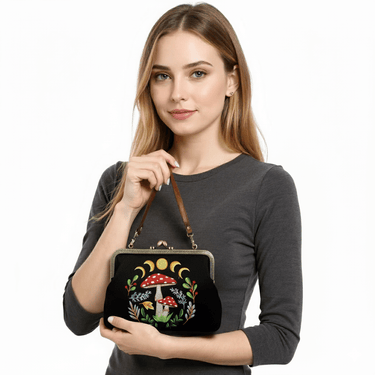 Celestial Mushroom Kiss Lock Bag - Ziya Blue