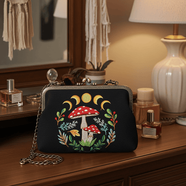 Celestial Mushroom Kiss Lock Bag - Ziya Blue