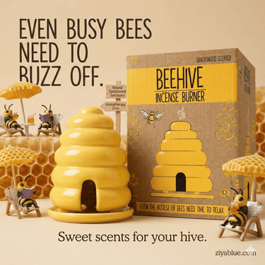 Ceramic Beehive Incense Burner - Ziya Blue