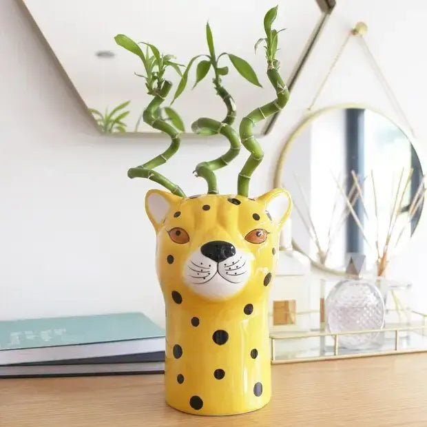 Ceramic Leopard Head Vase - Ziya Blue