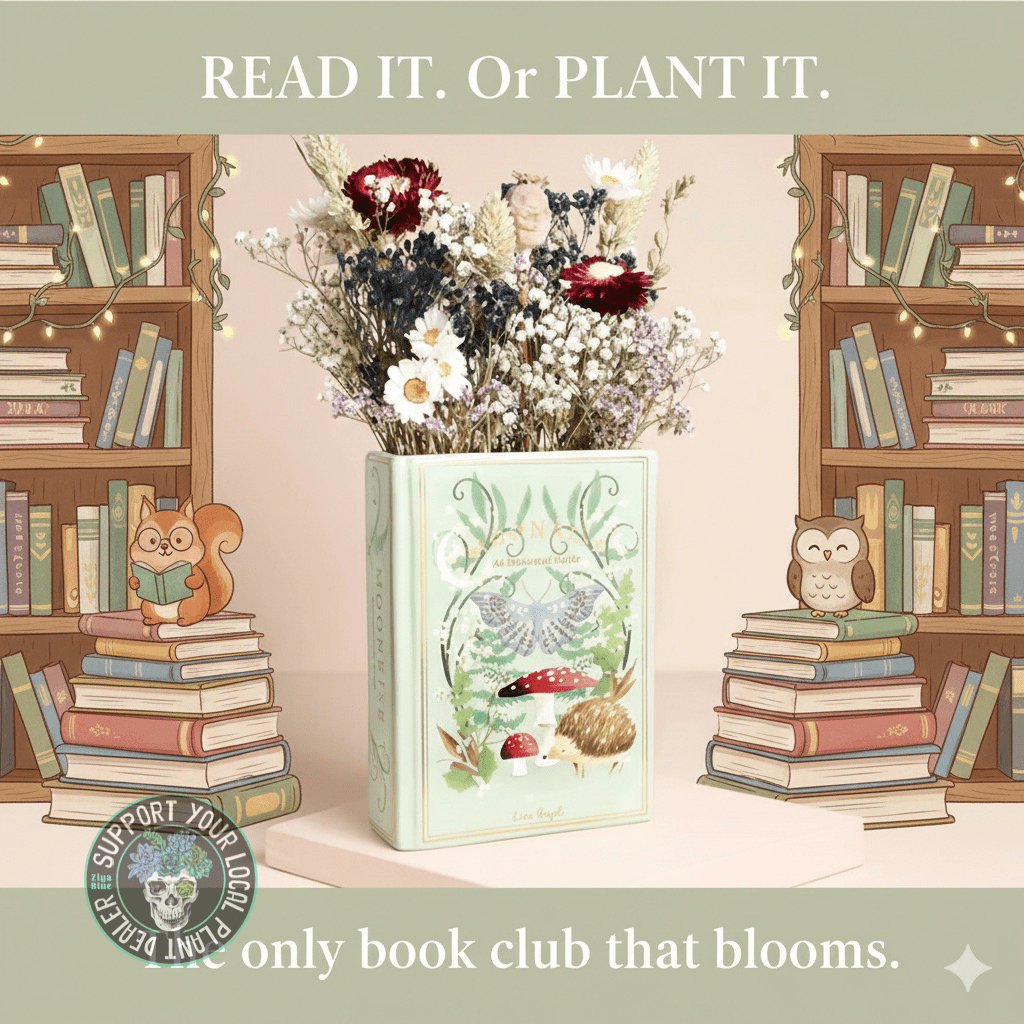 Ceramic Moonrise Woodland Book Vase 🌙📚 - Ziya Blue