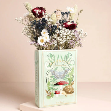 Ceramic Moonrise Woodland Book Vase — Soft Green 🌙📚 - Ziya Blue