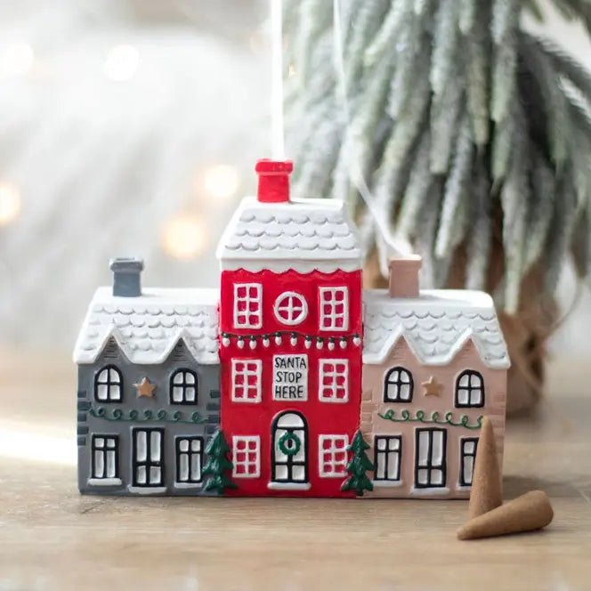 Christmas Village Incense Cone Holder - Ziya Blue