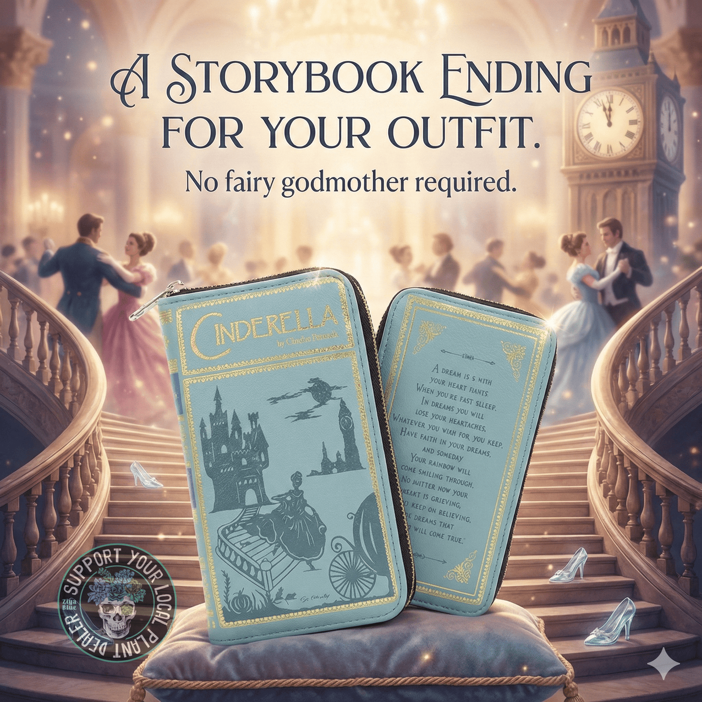 Cinderella Book Wallet in Vinyl - Ziya Blue