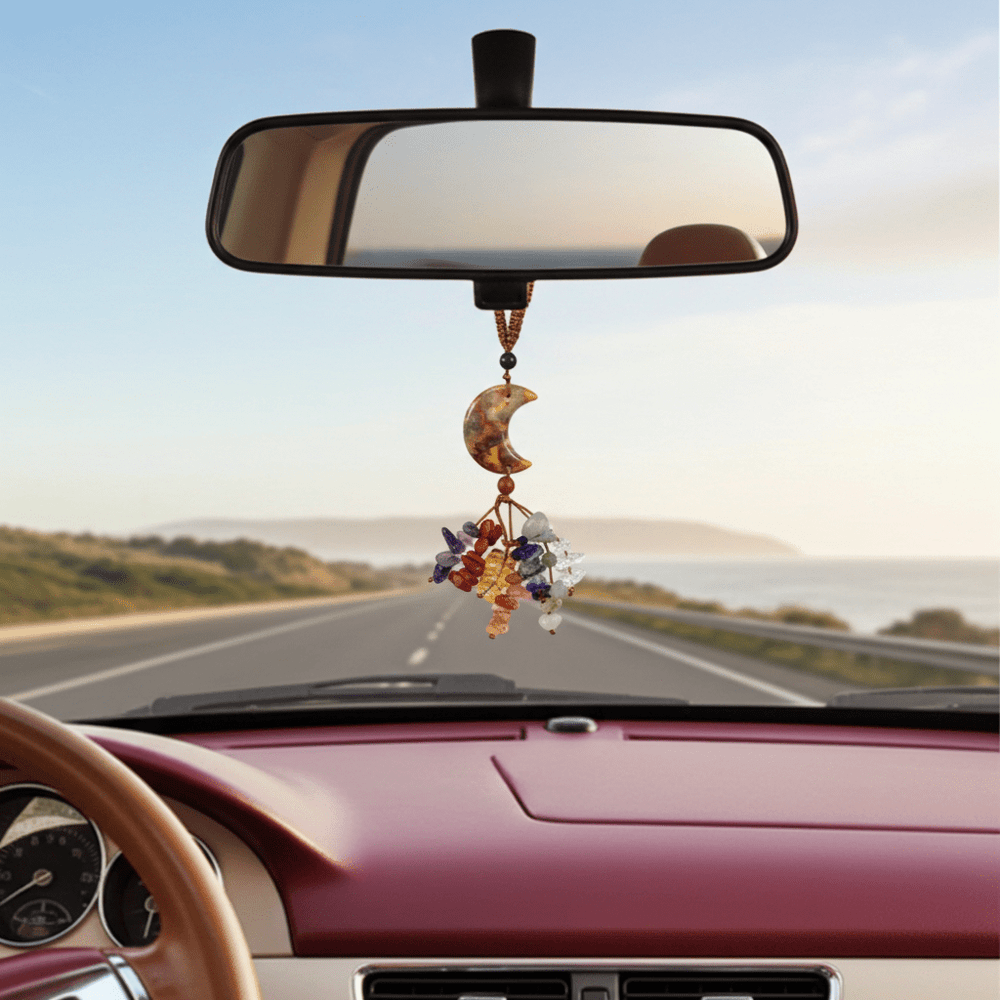 Colorful Moon Stone Keychain Pendant 🌙 - Ziya Blue