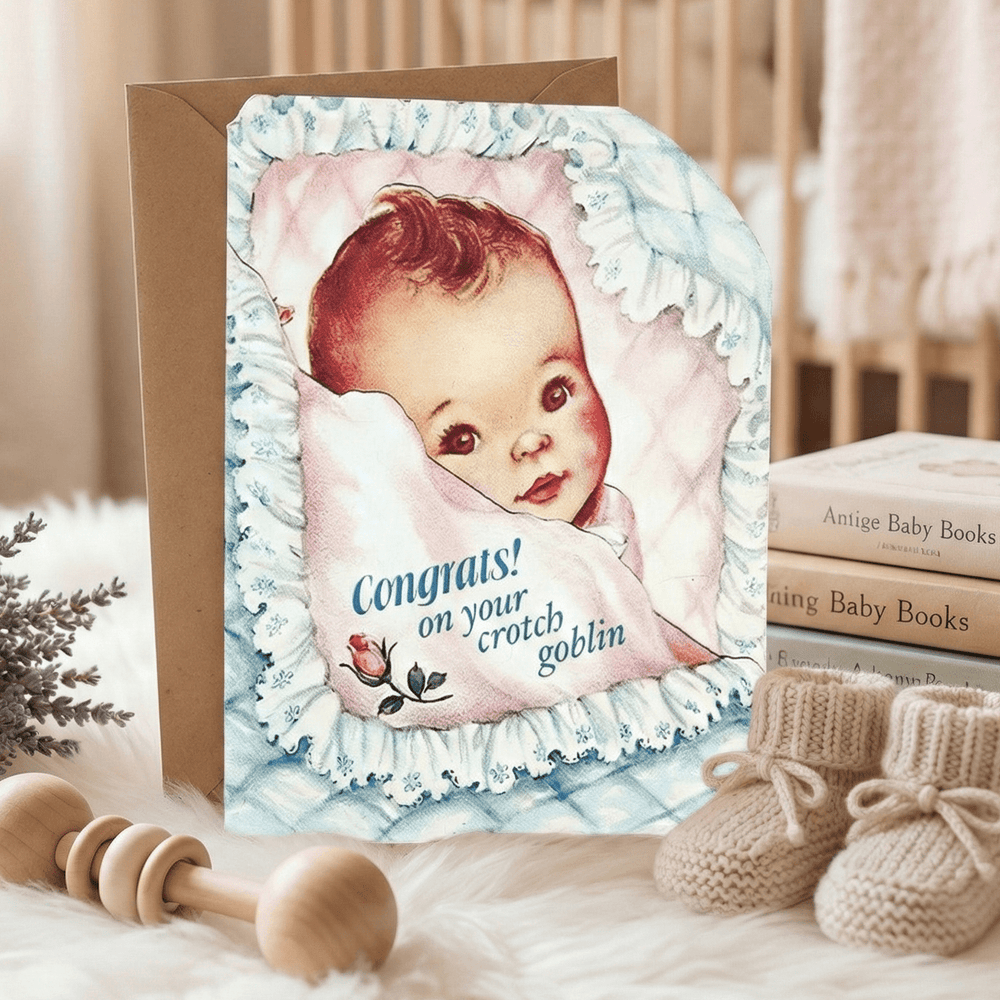 "Congrats on Your Crotch Goblin" Card - Ziya Blue