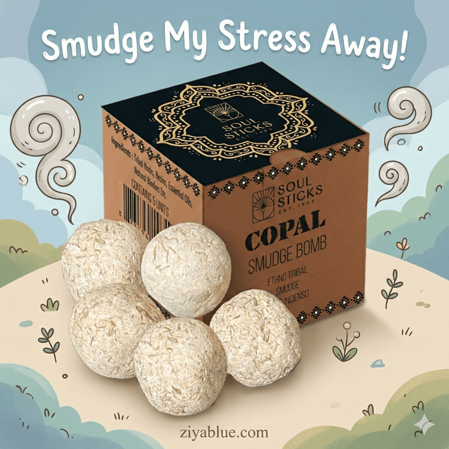 Copal Smudge Bombs with Burner 🌿✨ - Ziya Blue
