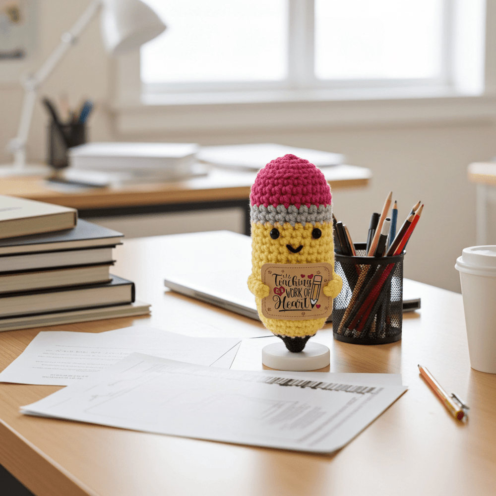 Crochet Teacher Appreciation Pencil - Ziya Blue