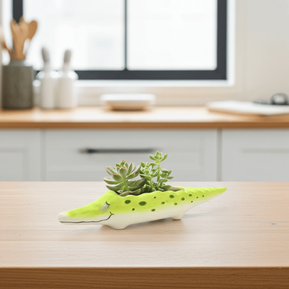 Crocodile Flower Planter Pot 🐊 - Ziya Blue