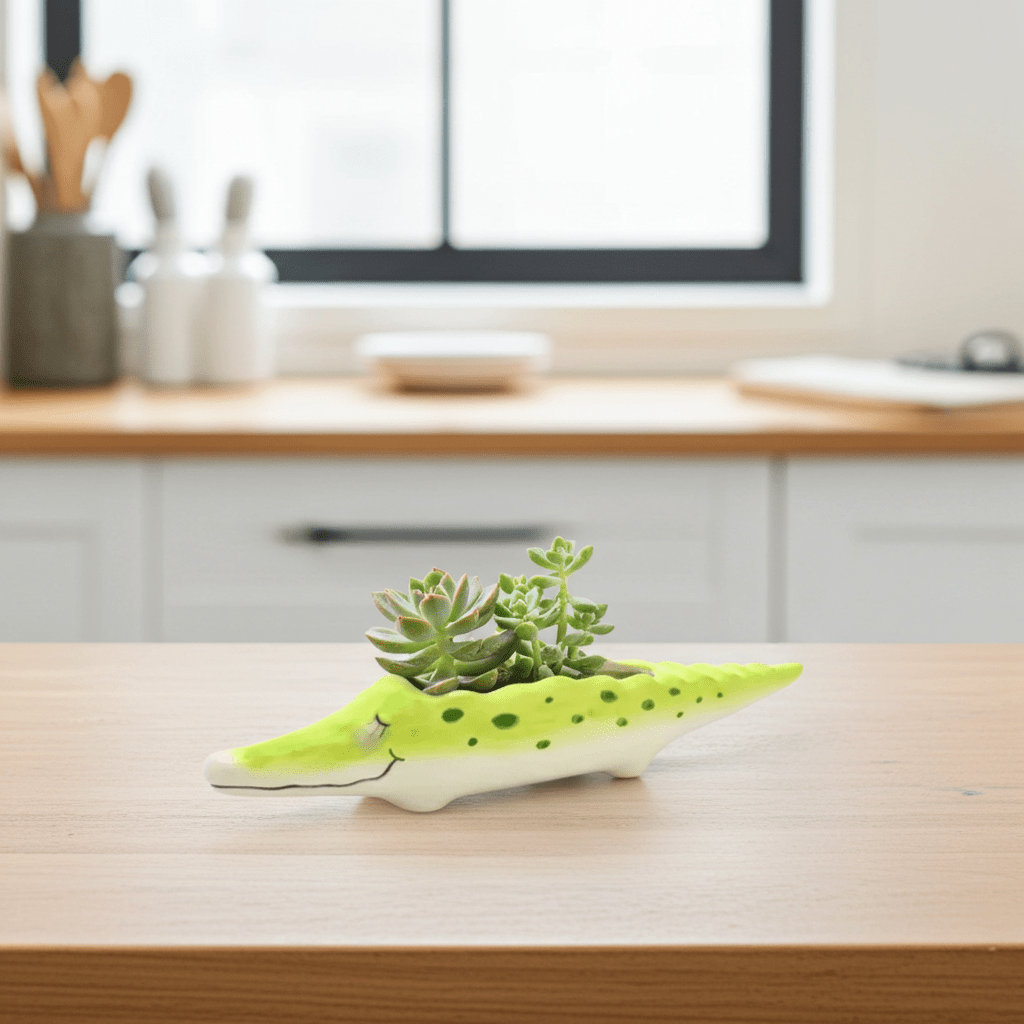 Crocodile Flower Planter Pot 🐊 - Ziya Blue