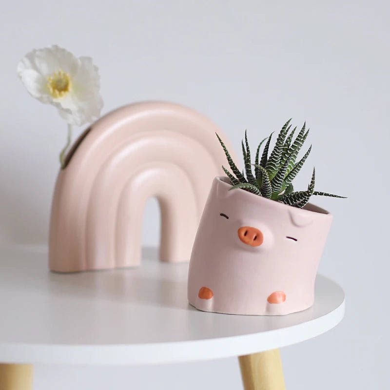 Curved Pig Planter - Ziya Blue