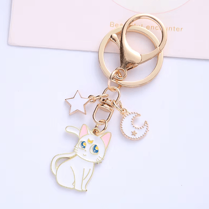 Cute Kitten Moon Keychain 🌙 - Ziya Blue