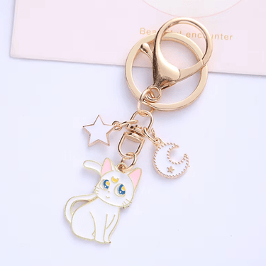 Cute Kitten Moon Keychain 🌙 - Ziya Blue