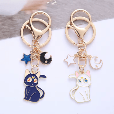 Cute Kitten Moon Keychain 🌙 - Ziya Blue
