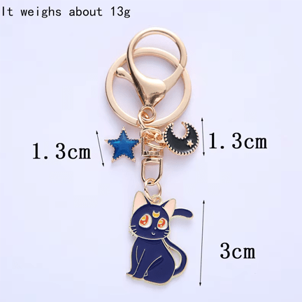 Cute Kitten Moon Keychain 🌙 - Ziya Blue