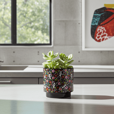 Day of the Dead Pot - Ziya Blue